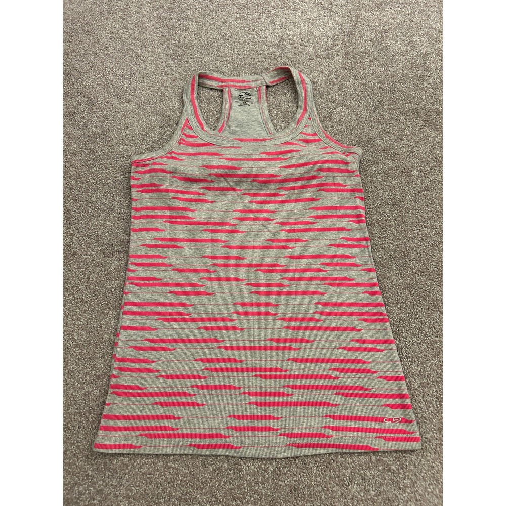 C9 by Champion Tank Top Womens M Gray Pink Excellent Ribbed Racerback Shelf Bra